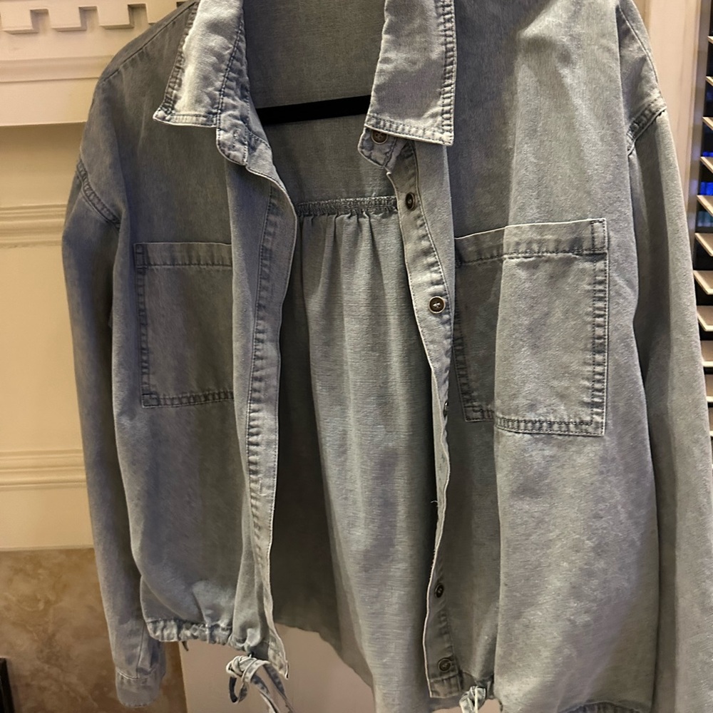 Light Blue Denim Button-Up Women’s Top